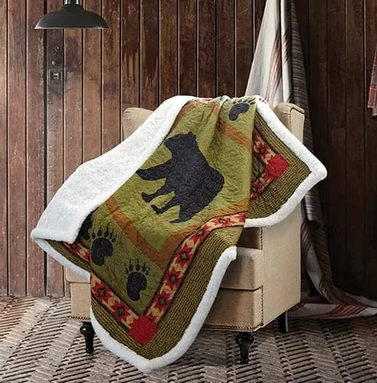 BEAR AND PAW QUILTED SHERPA THROW Lidl Dollys